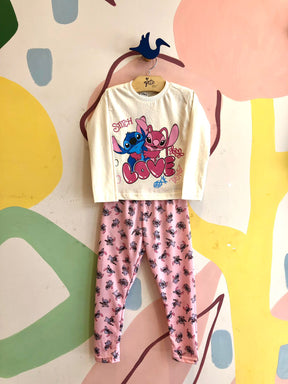 Pijama Manga Longa Calça Disney menina Angel Stitch