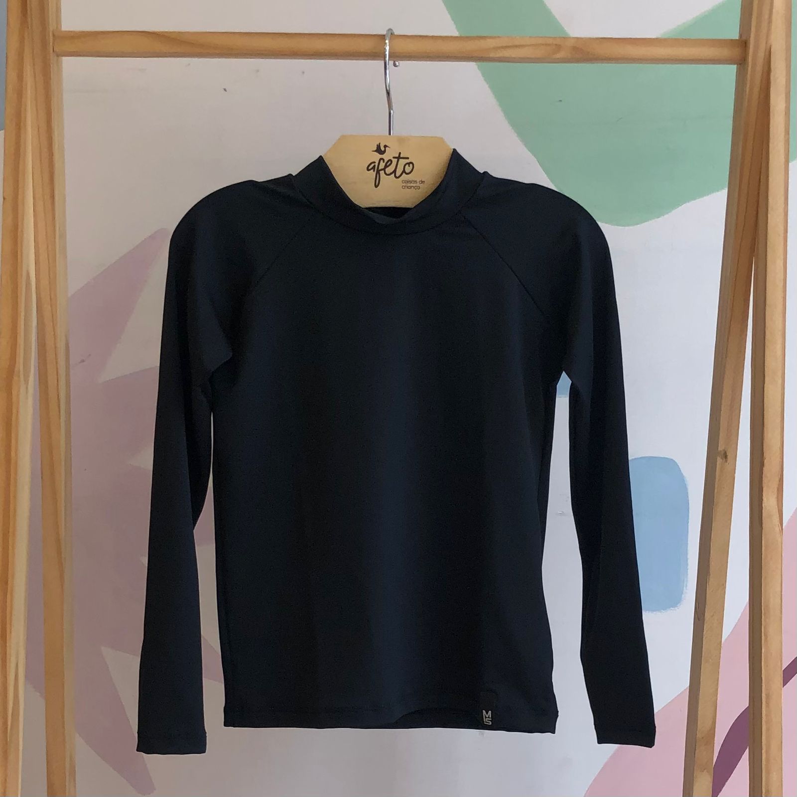 Blusa Praia Marujos & Sereias Unissex manga longa Liso com Protecao Preto