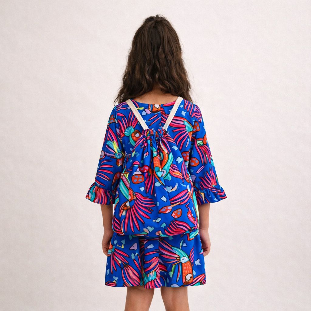 Vestido Arara Infantil Menina Viscose Manga 3/4 com Mochilinha