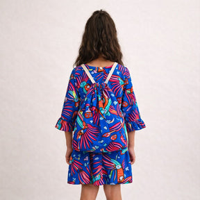 Vestido Arara Infantil Menina Viscose Manga 3/4 com Mochilinha