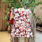 Vestido manga curta menina Yoyo Natal Estampado P