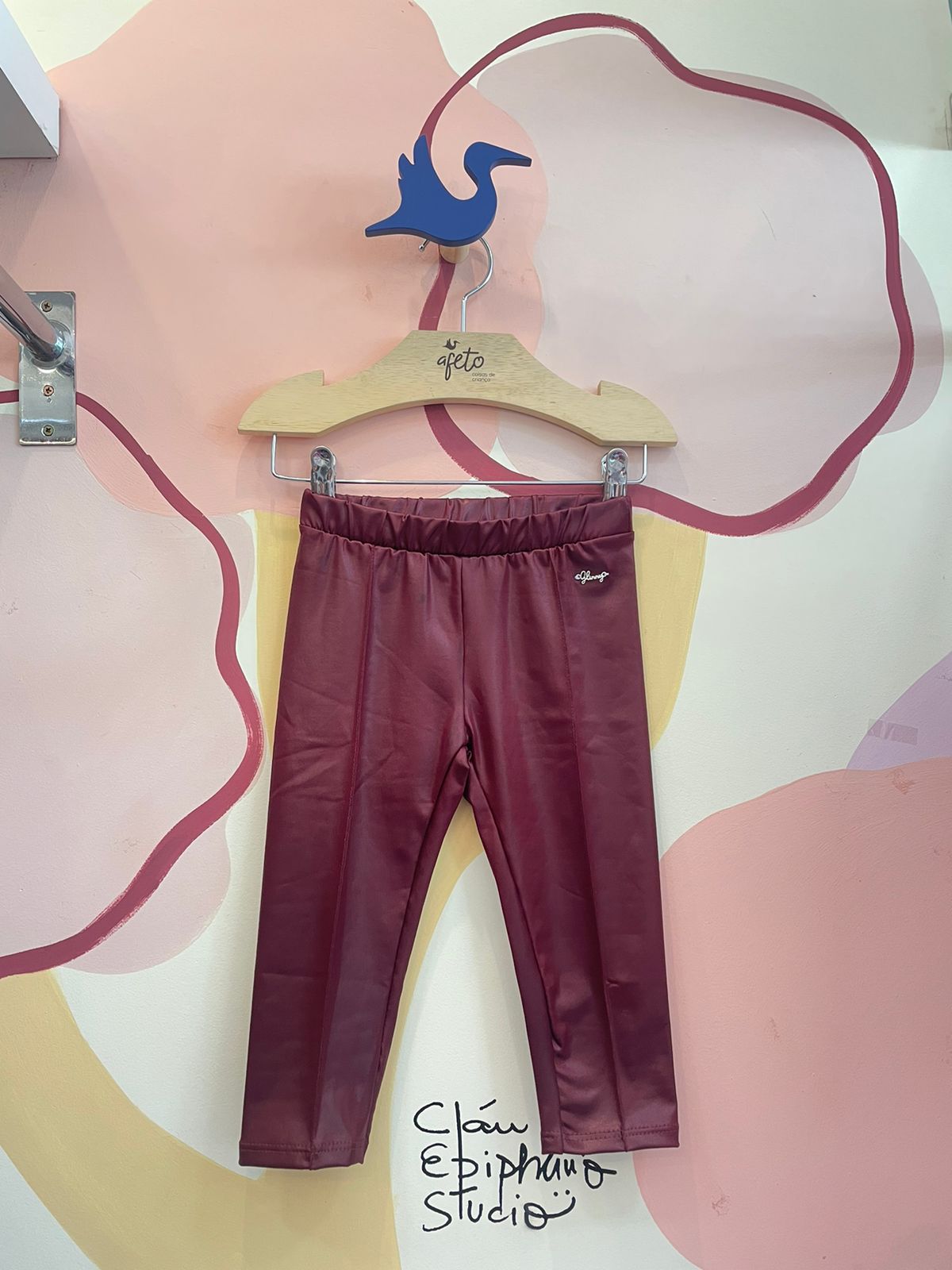 Calça Flanelada Courino Menina Boca Grande Marsala