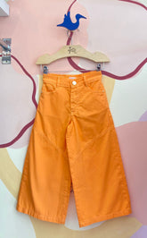 Calça Malagah Infantil Menina Wide Sarja Laranja