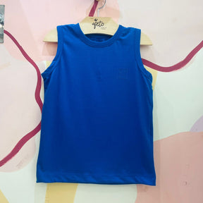 Camiseta Regata Onda Kids menino Liso Azul