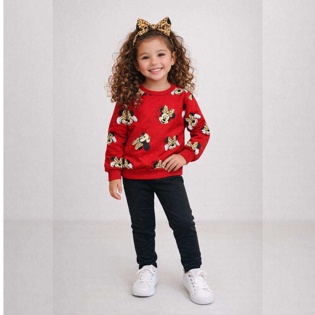 Conjunto de Moletom Infantil Menina Manga comprida Minnie