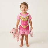 Pijama Manga Curta Shorts Boca Grande Infantil menina com Tapa Olho Heroina