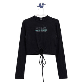 Blusa Manga Longa Juvenil Menina Feeling Algodão Preta