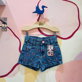 Shorts Menina Disney laços jeans