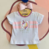 Blusa Manga Curta Hrradinhos Menina Unicornio