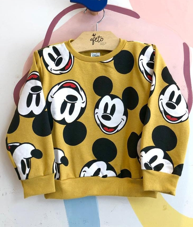 Blusa Manga Longa Disney unissex Mickey Moletom