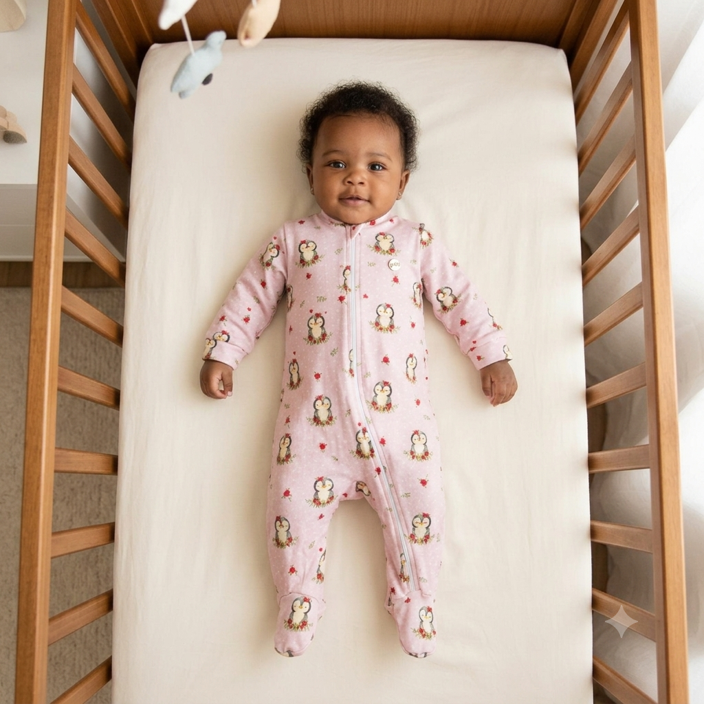 Macacão Manga Longa Suedine Rosa Pinguim Pingo Lele