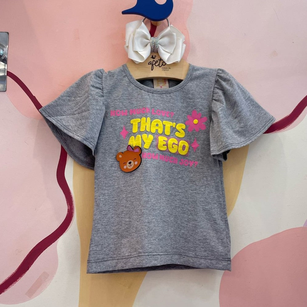Blusa manga curta menina manga Frufru Ursinha