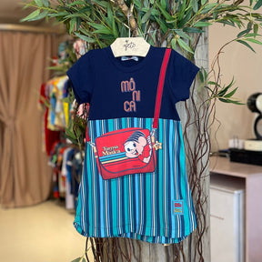 Vestido manga curta menina Mon Sucre Monica Listrado