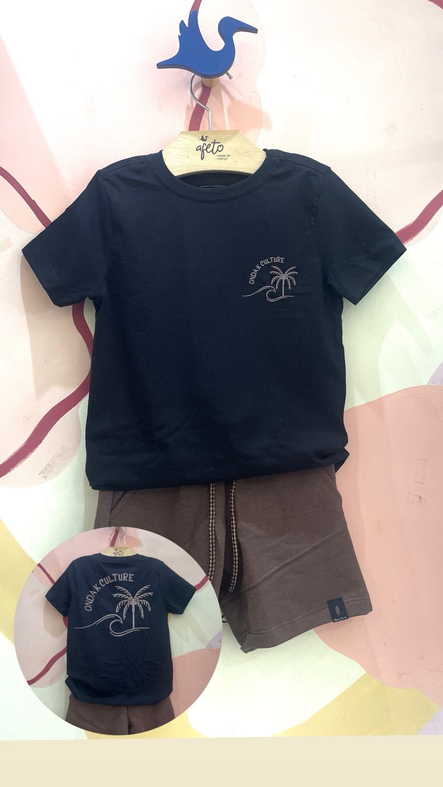Conjunto manga curta Bermuda Onda Kids menino Culture Preto Marrom