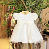 Vestido Manga Curta Bebe Petit Cherie Infantil Fem Acetinad Tule Poa