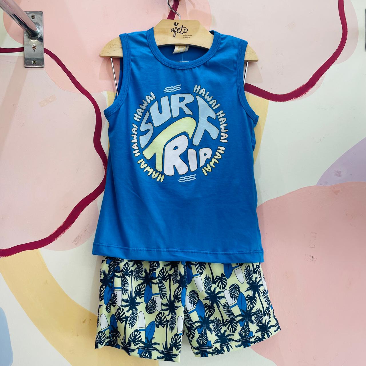 Conjunto Regata Bermuda menino Surf Tactel