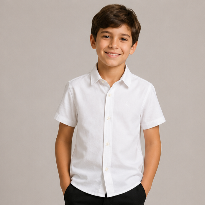 Camisa Manga Curta Reserva Infantil Menino Oxford Liso