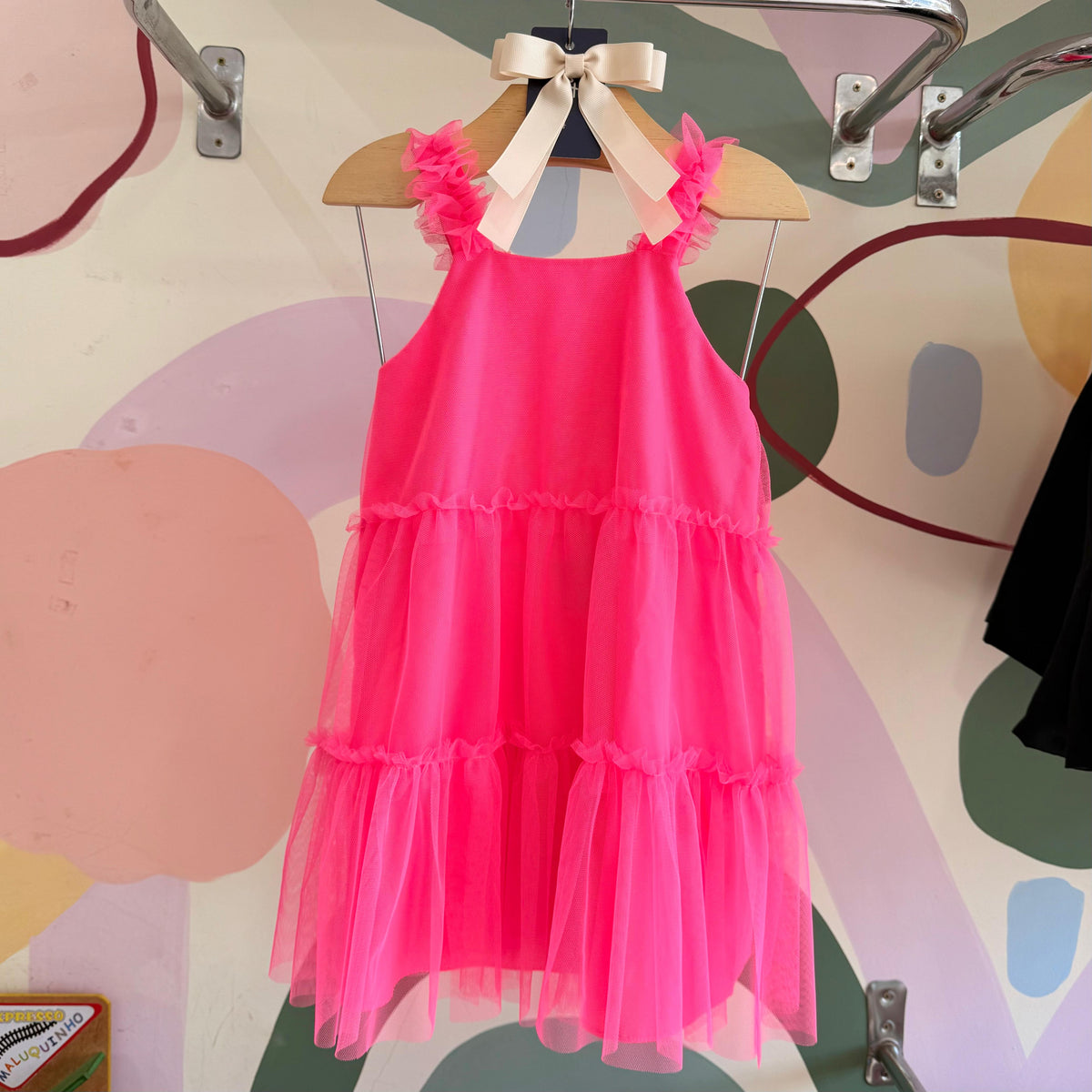 Vestido Infantil Menina Regata Tule Rosa Neon Mon Sucre Julia