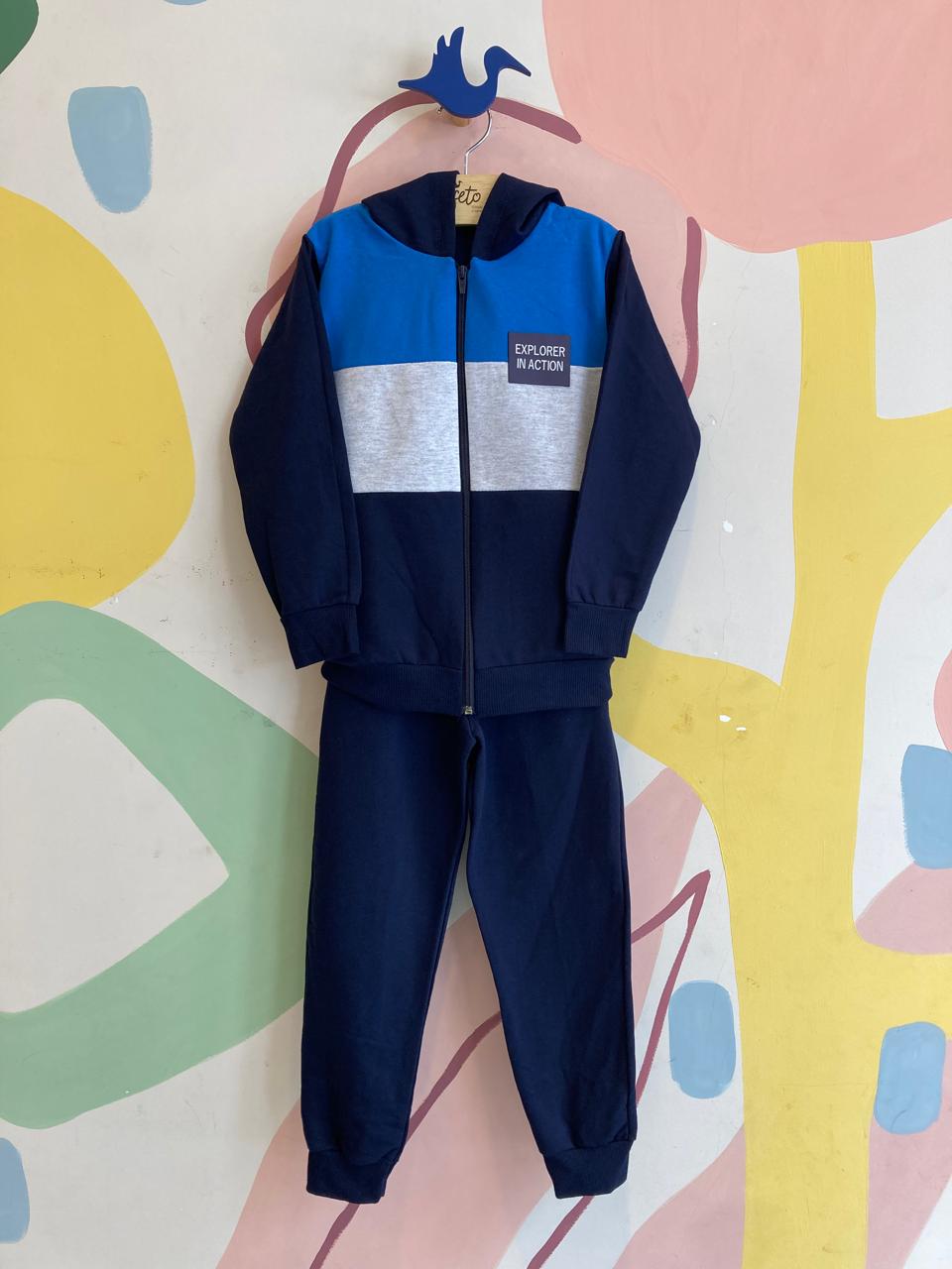 Conjunto Manga Longa Calça menino Jaqueta Explorer Com Touc