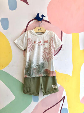 Conjunto manga curta shorts menino Ale Kids Coqueiros