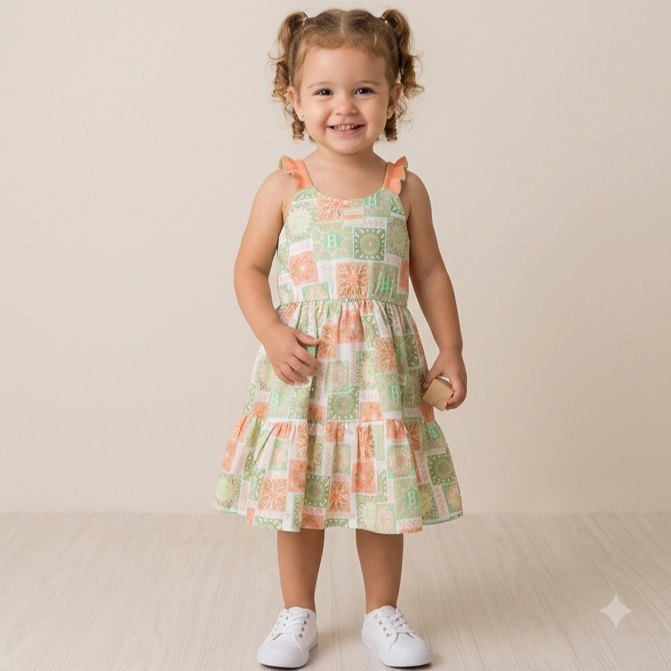 Vestido Regata Bambolina Infantil menina Ladrilho