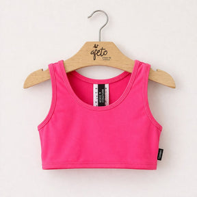 Top Infantil Menina Ginástica Praia Liso Rosa