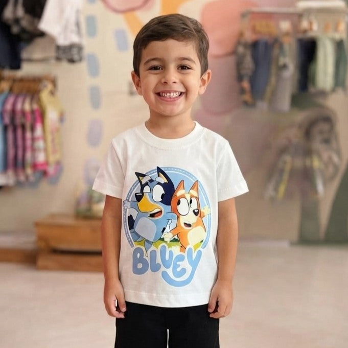 Camiseta Infantil Unissex Menino Menina Manga Curta Off Bluey