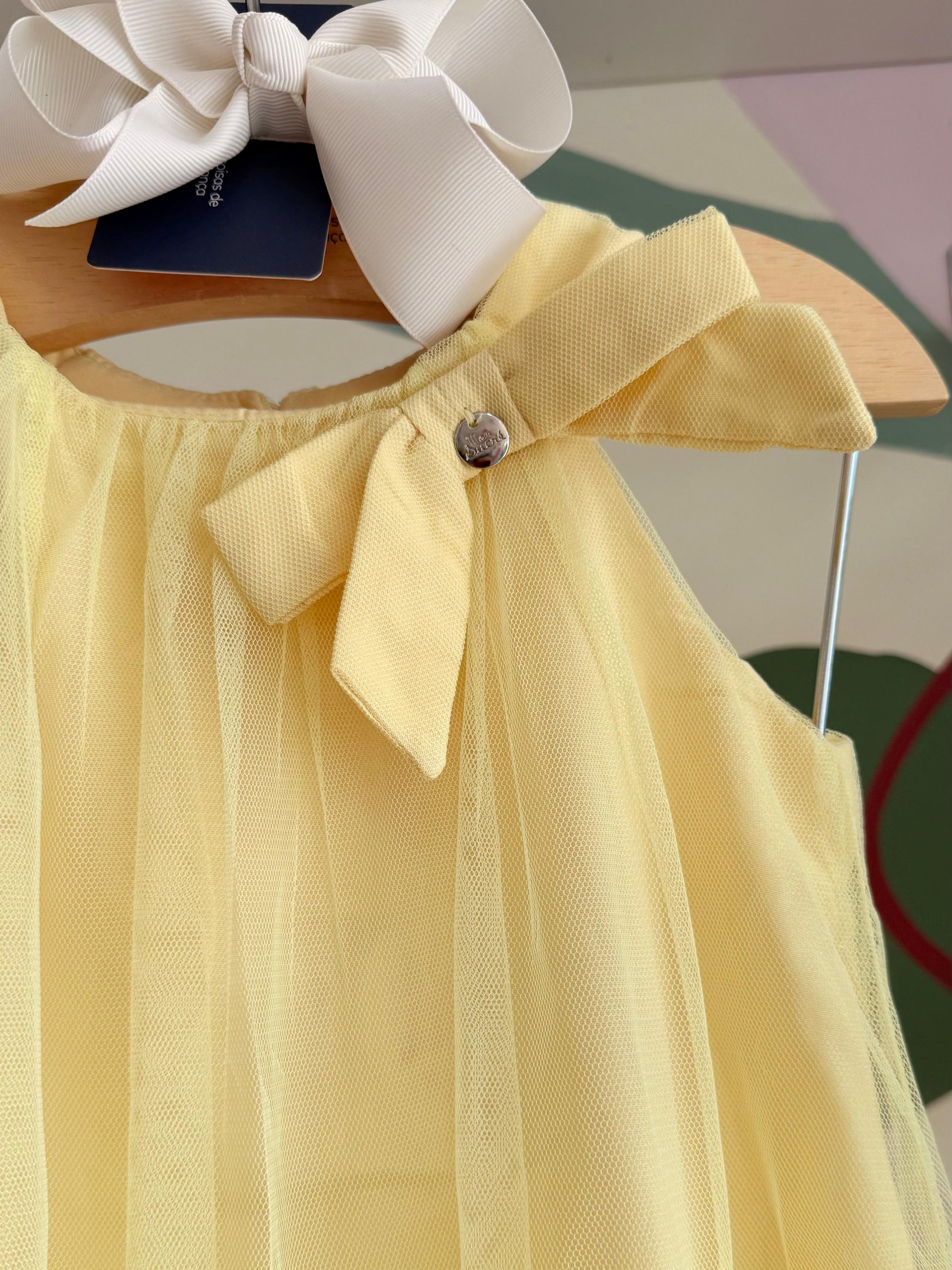 Vestido Infantil Menina Regata Tule Amarelo Mon Sucre Marina