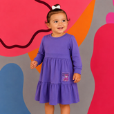 Vestido manga longa menina Momi Liso 3 Marias Urso Roxo
