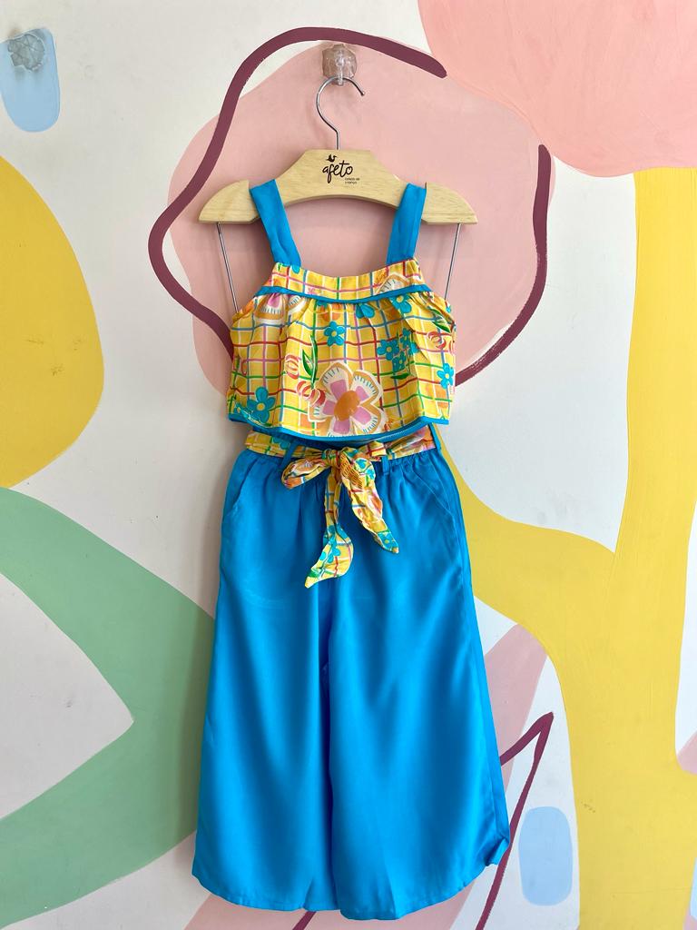 Conjunto Regata Calça Malagah Infantil menina Flores Pantacourt