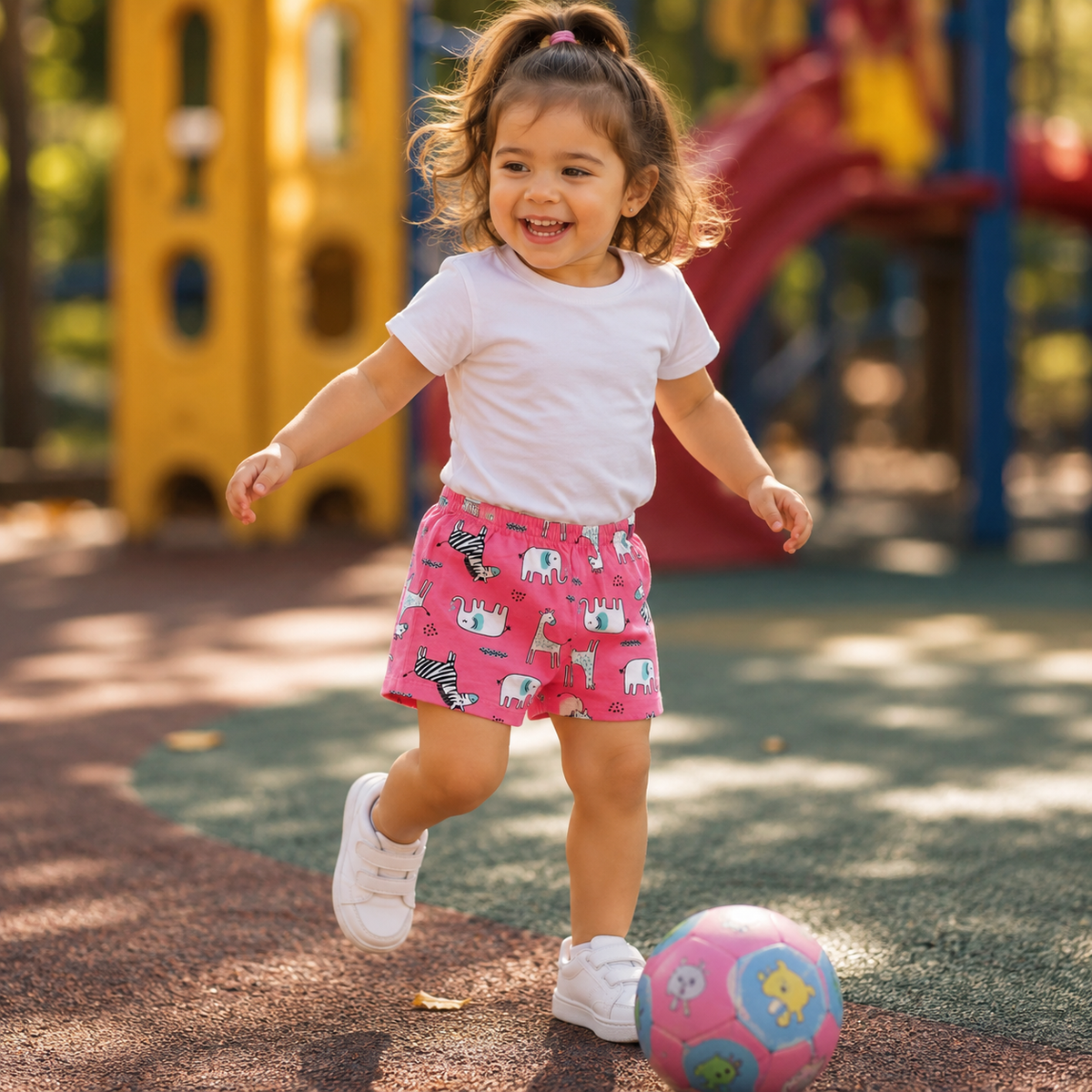 Shorts menina infantil Kyly em algodão Animais
