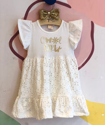 Vestido Manga Curta Hrradinhos Menina Flores