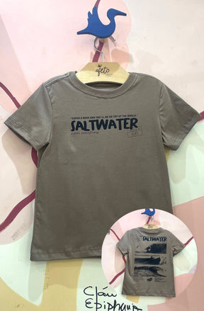 Camiseta manga curta Onda Kids menino Salt Water Marrom