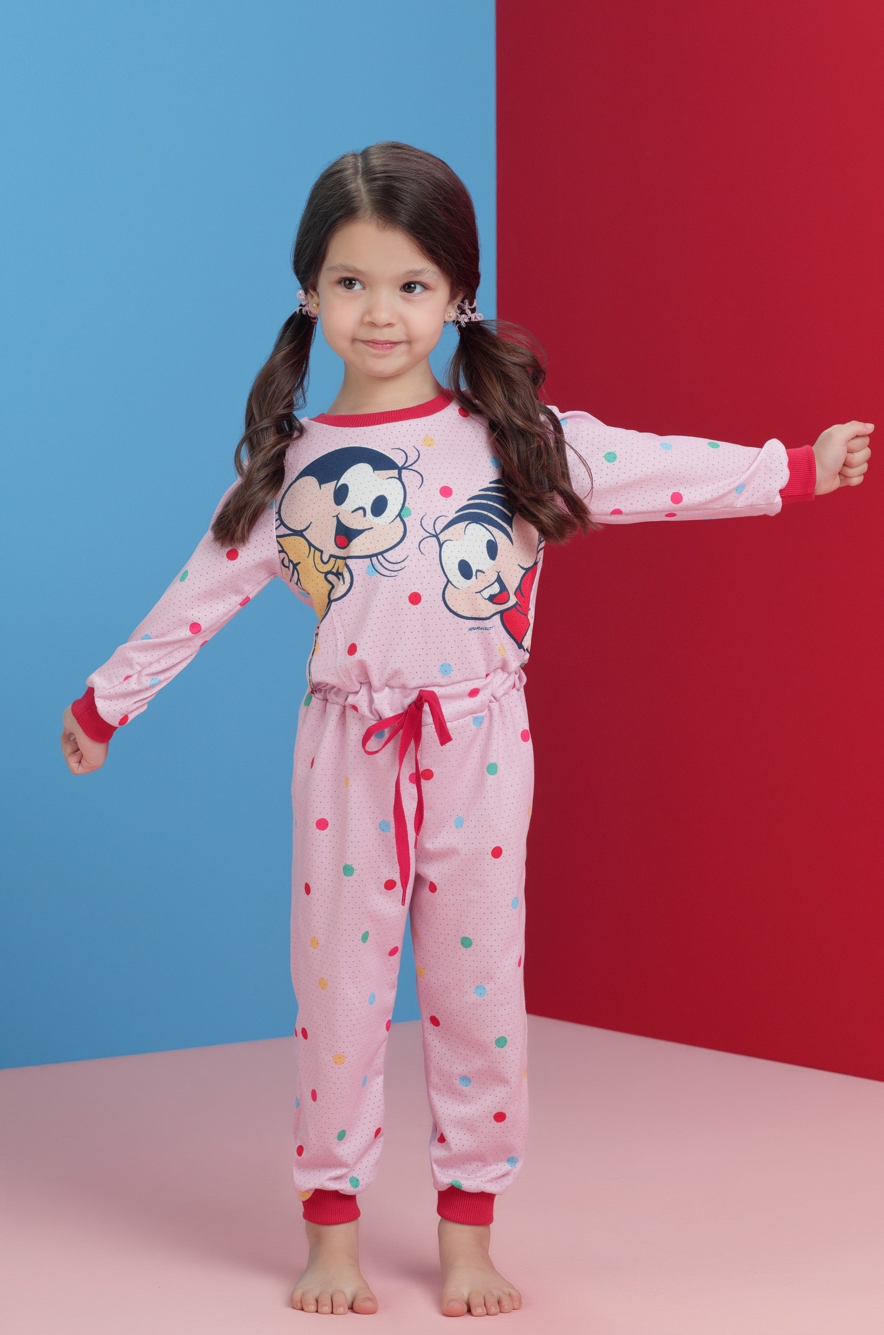 Pijama Manga Longa Mon Sucre Menina Infantil Macacao Rosa