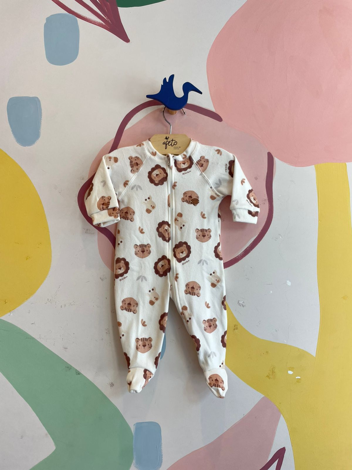 Macacao manga longa Mini & Co Unissex Leao Tigre Plush