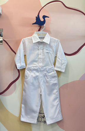 Conjunto manga longa Calça menino Linho