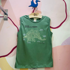 Camiseta Regata Hrradinhos menino Dino verde