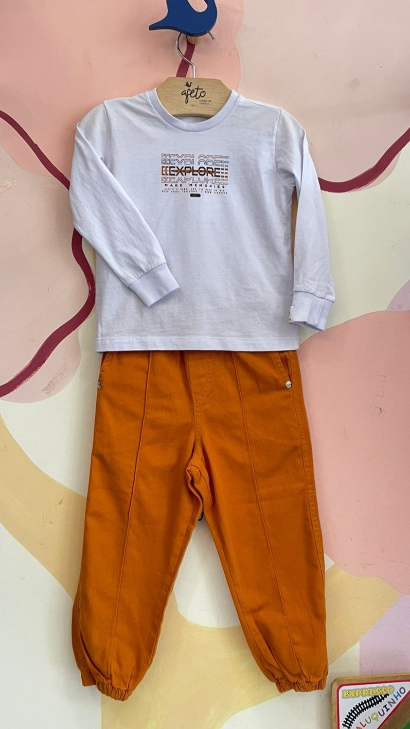 Conjunto Manga Longa Calça menino Sarja Explore