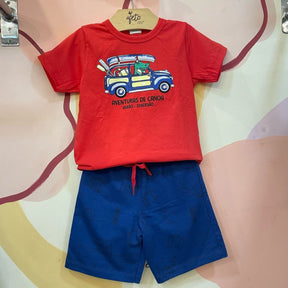 Conjunto manga curta Bermuda menino Jacare Canoa