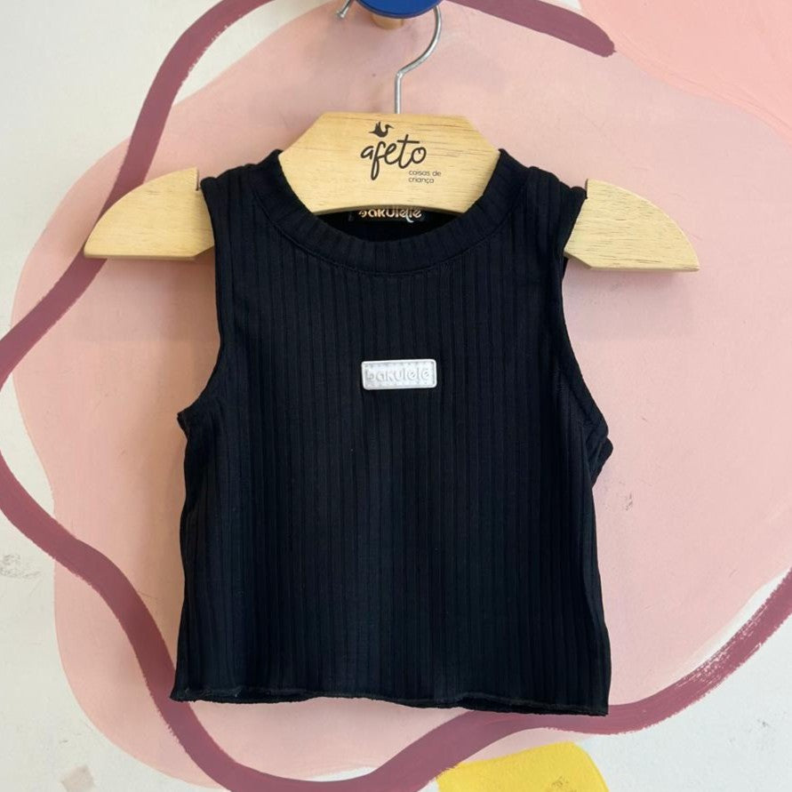 Blusa Regata menina Cropped Canelado