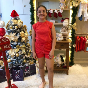 Conjunto Regata Shorts Charpey Infantil menina Moletinho Recortes