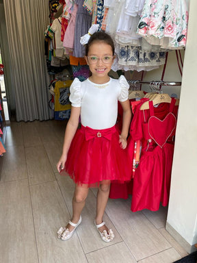 Saia Yoyo menina Tule Vermelho
