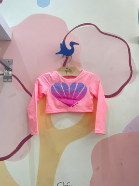 Blusa Praia menina Cropped Concha
