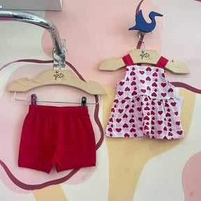 Conjunto Regata Shorts menina Coracoes