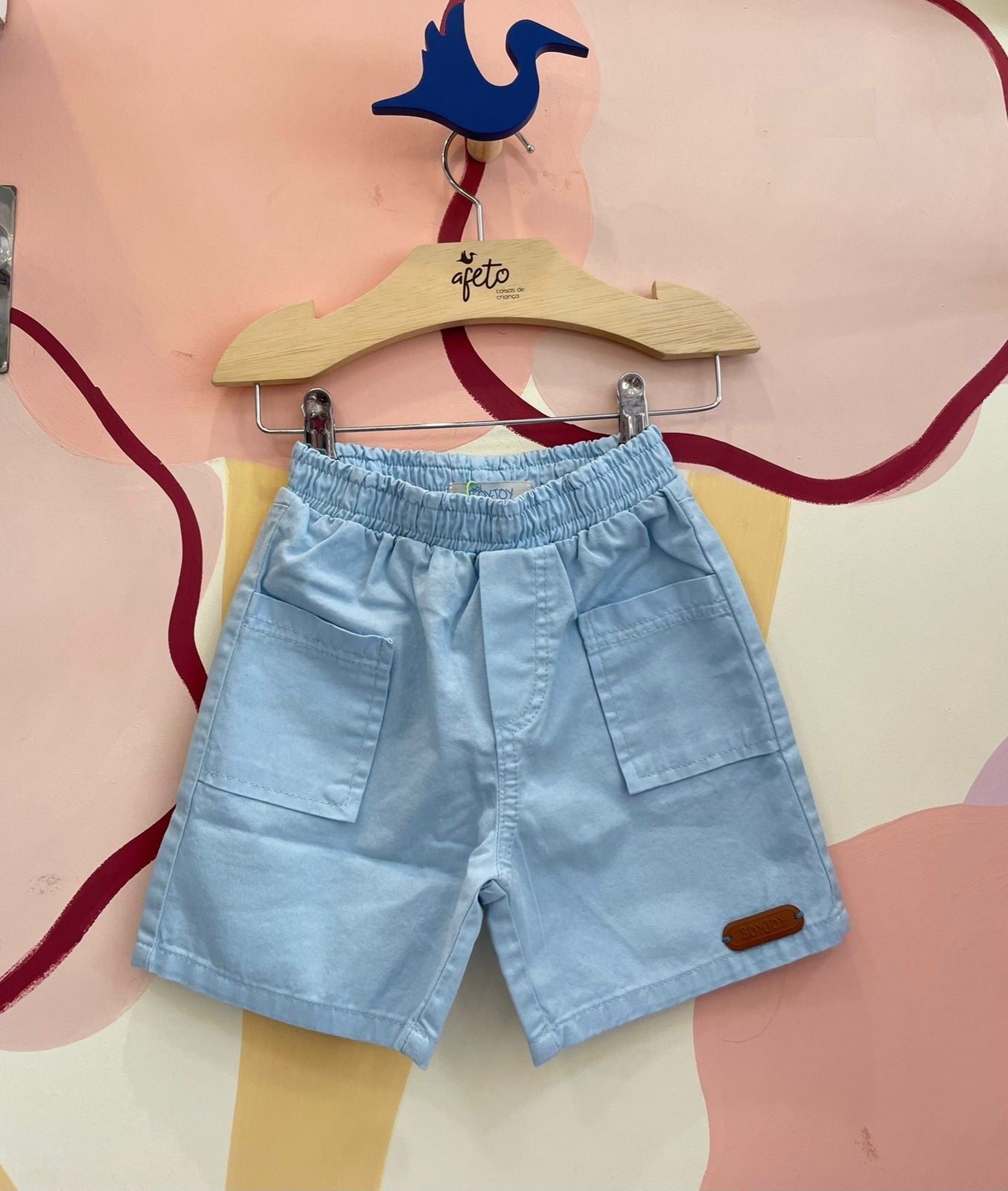 Bermuda Boy Joy Infantil Menino Sarja Bolso Lateral Azul