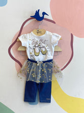 Conjunto Body Momi manga curta Calca menina Ballet com Tule Jeans