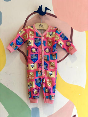 Macacao Manga Longa Menina Flanelado Bichinhos Boca Grande