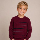 Blusa Sueter Inverno Tricot Infantil Menino Listras Marsala