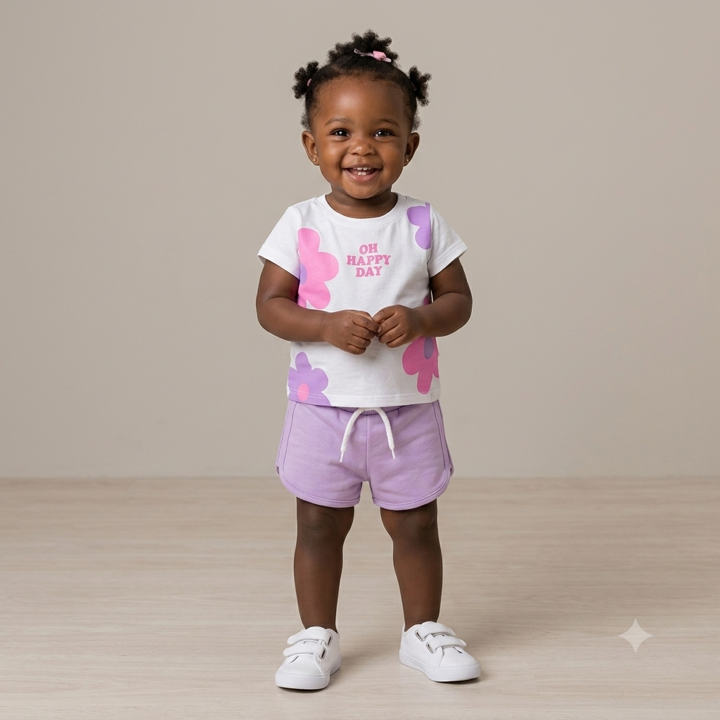 Conjunto Manga Curta Shorts Charpey Infantil menina