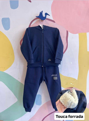 Conjunto Manga Longa Calça meninomoletom Touca Peluciado